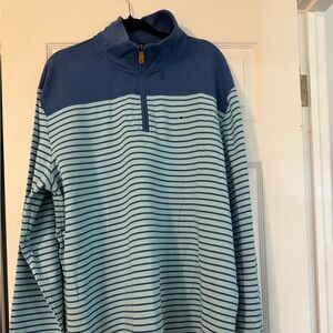 Crown & Ivy XXL Men's Striped Quarter-Zip Sweater - Blue